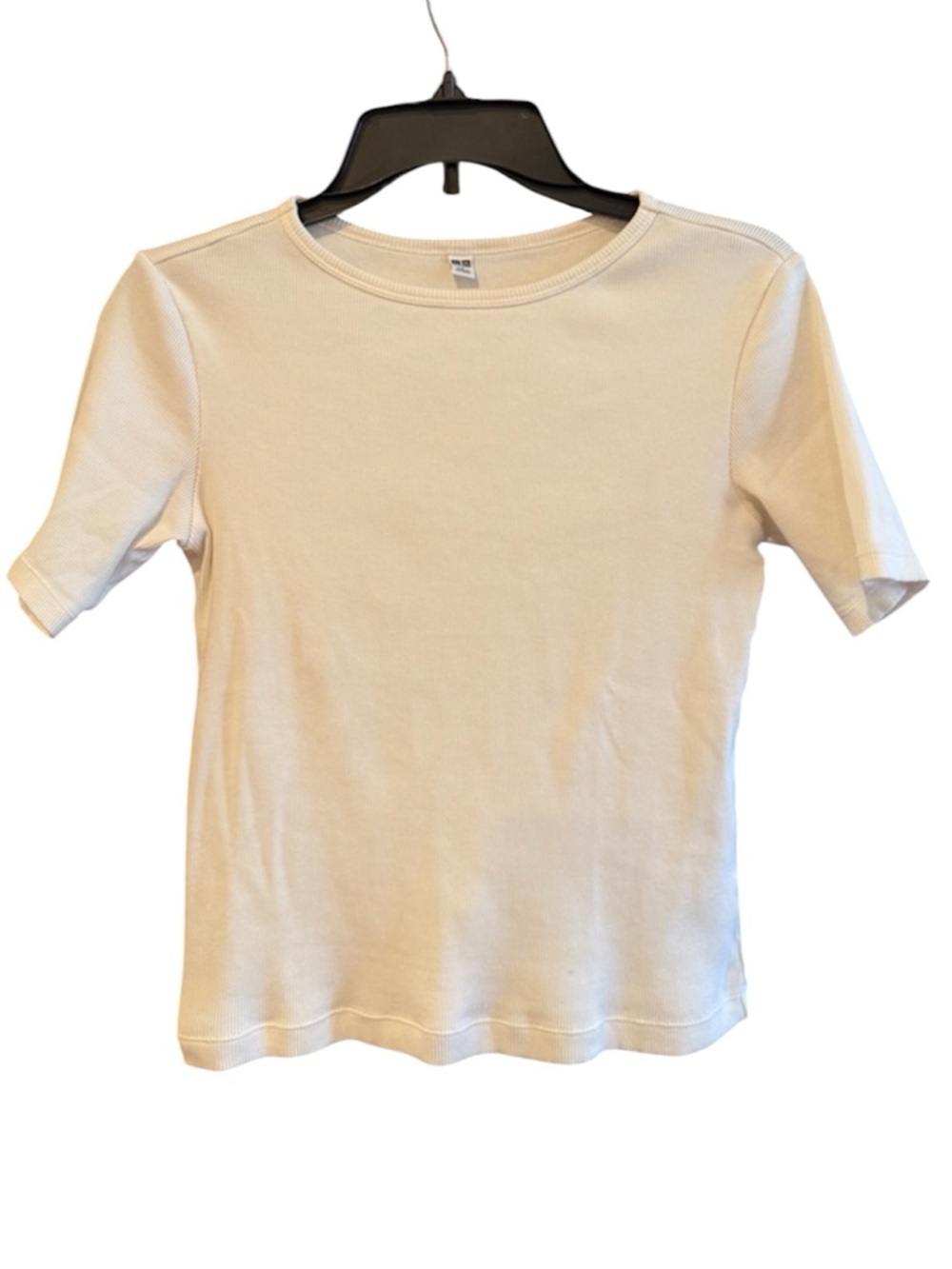 Uniqlo Women’s  Short Sleeve Ribbed Crewneck Top color off white size Medium